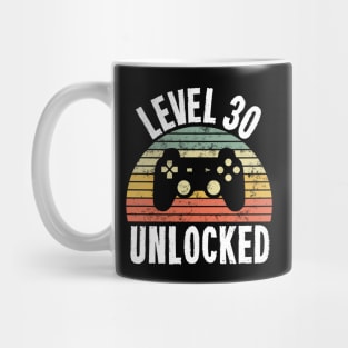 Level 30 Unlocked T-Shirt - 30th Birthday Gamer Gift - Thirtieth Anniversary Gift Mug